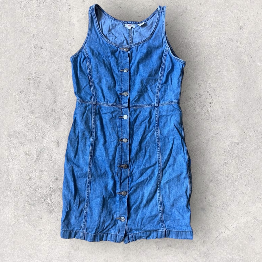 Levi Denim Button Up Dress Women Size Large